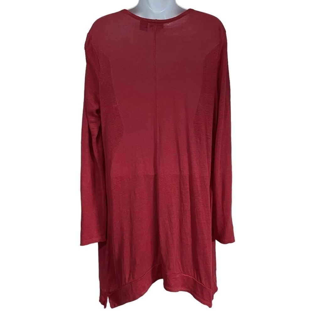 TAHARI Linen Longline Lagenlook Open Cardigan Size Medium Breathable Summer - Picture 2 of 10